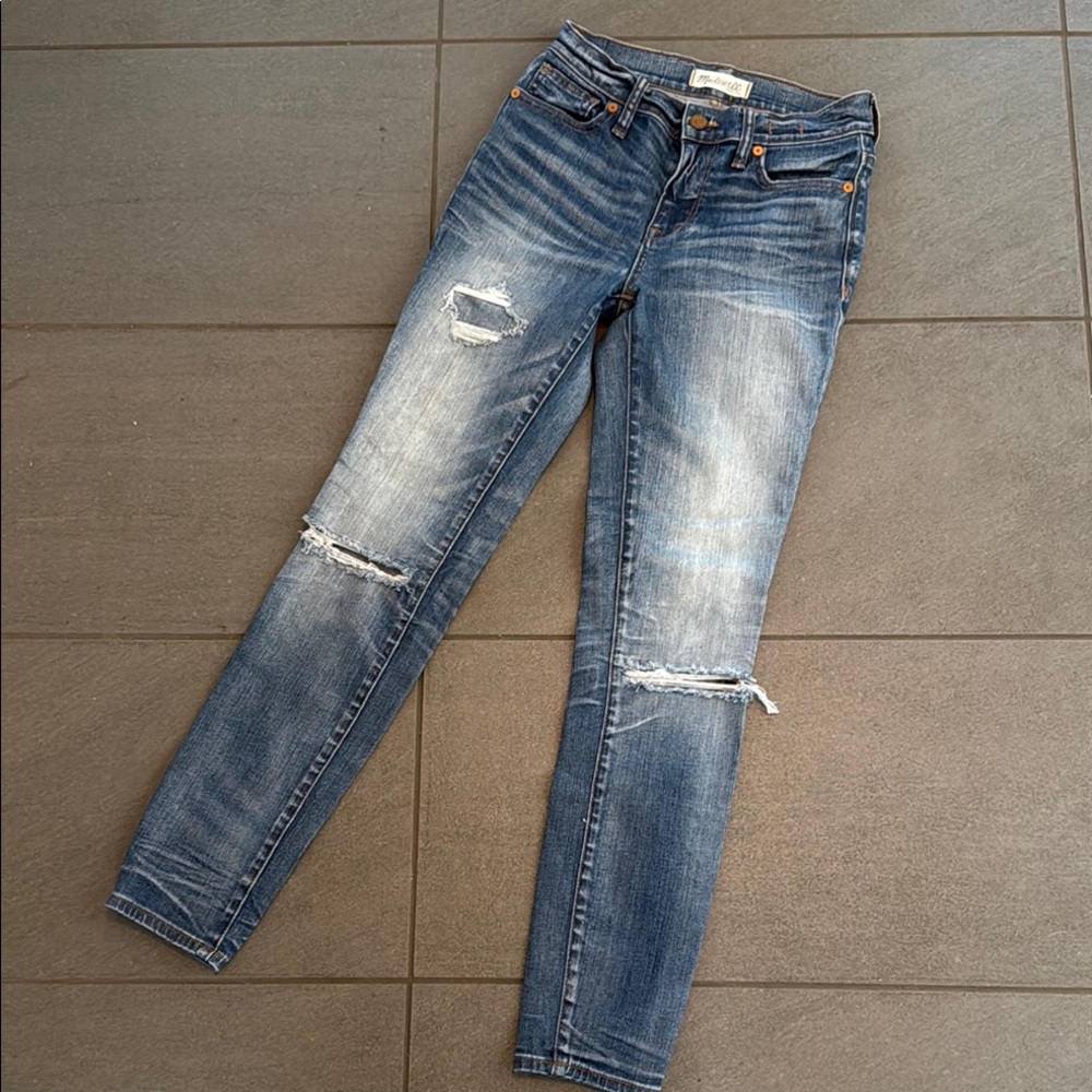 Madewell High Riser Women's Distressed Blue Jeans